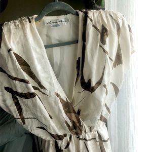 Vintage beige & brown silk LILLIE RUBIN midi dress